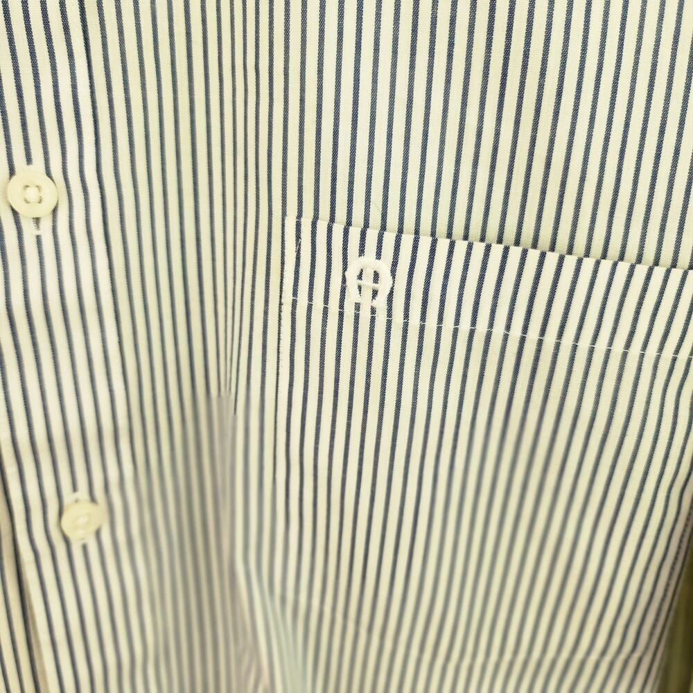 Vintage Etienne Aigner Men's 16 Half Sleeve Striped Button Front Dress Shirt - Picture 6 of 6